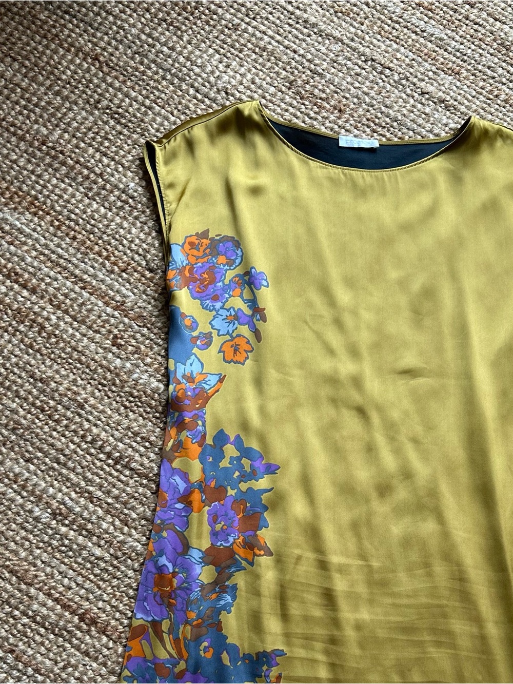 Promod Mustard Yellow Satin-Look Shift Dress
